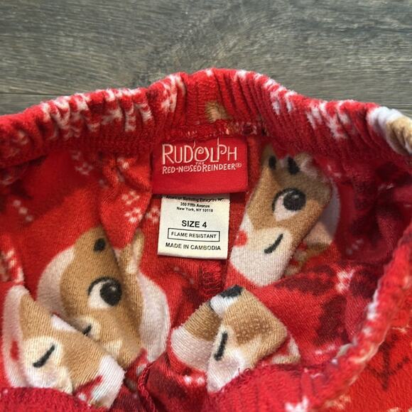 Rudolph The Red-Nosed Reindeer size 4 Holiday Fleece Pajama Pant - Picture 3 of 6
